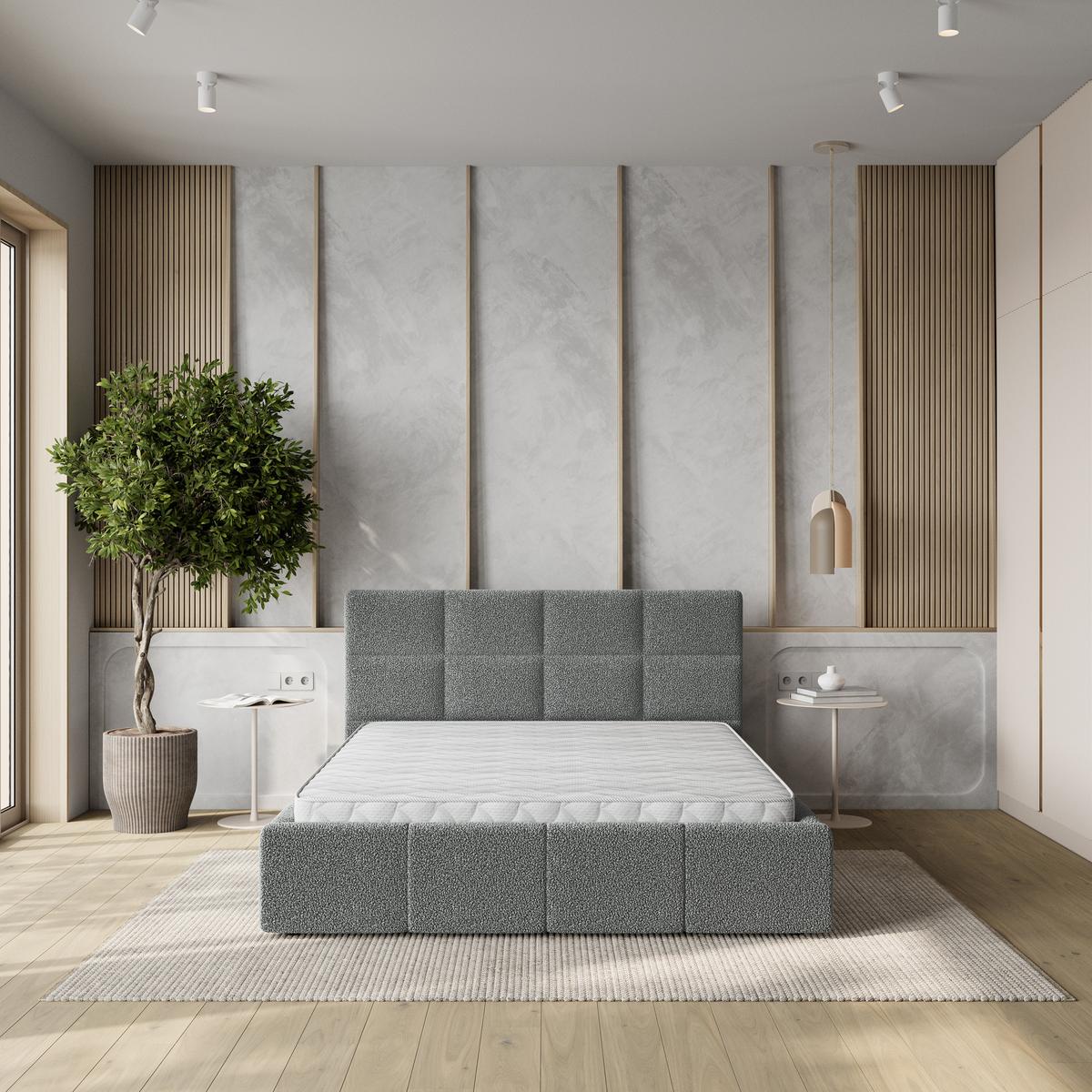 POLSTERBETT COMO Q 120x200 cm mit Bettkästen - Grau - Grau, Holz/Textil - MASSENO