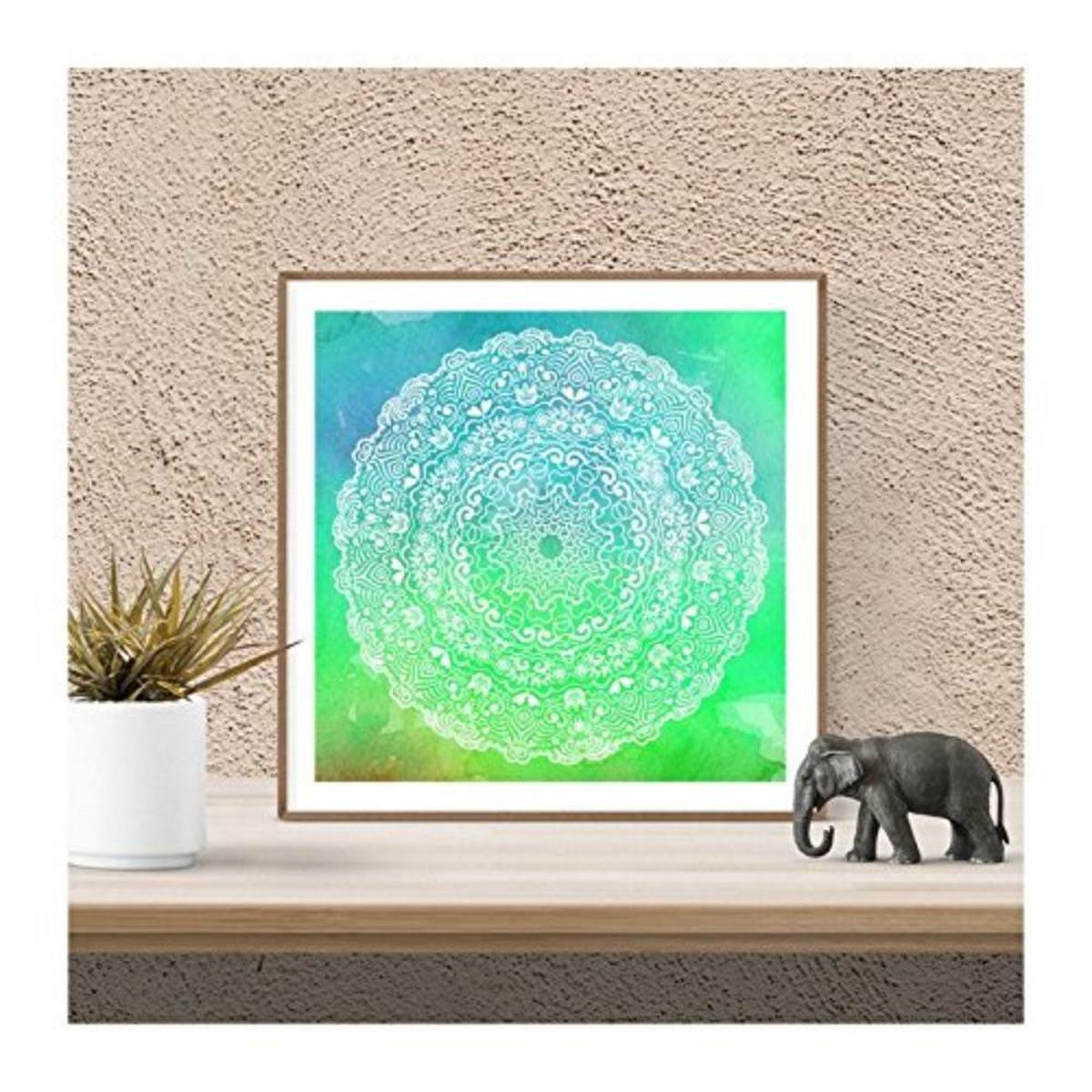 POSTER Set mit 4 Mandalas Freiheit 20x20cm Schwarzer Rahmen - Schwarz, Papier (20/3cm) - Nacnic