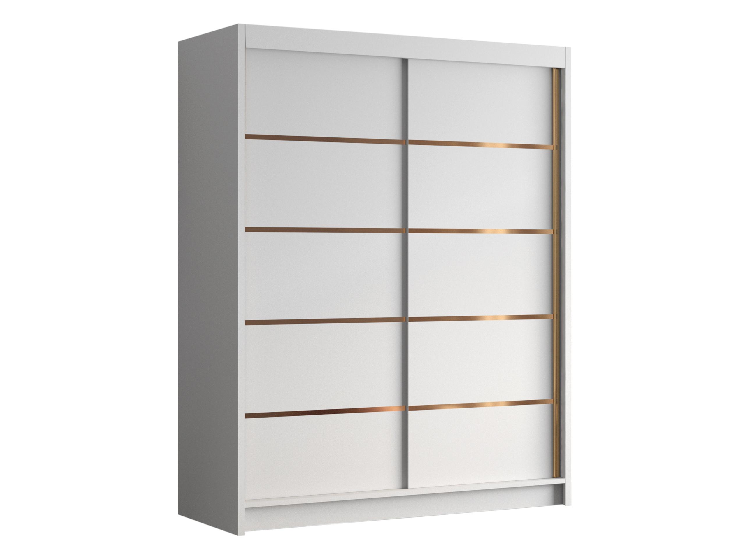 SCHIEBETÜRENSCHRANK Flavio IV - Goldfarben/Weiß, Holzwerkstoff/Metall (150/200/58cm) - MIRJAN24