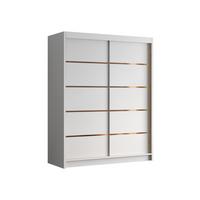 SCHIEBETÜRENSCHRANK Flavio IV - Goldfarben/Weiß, Holzwerkstoff/Metall (150/200/58cm) - MIRJAN24