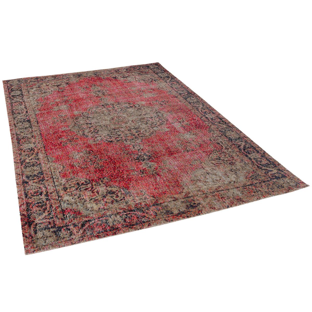 KURZFLOR DESIGNER TEPPICH MODERN VINTAGE ORIENT MUSTER - Beige/Rot, Textil (120/170cm) - Pergamon
