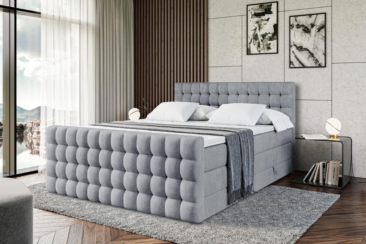 BOXSPRINGBETT VIONE-Z KING - 180 x 200 - H3/H4 - Grau - Grau, Holzwerkstoff (180/200cm) - ALTDECOR