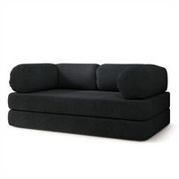 BETTSOFA EIREN aus Schaumstoff Bucle-Stoff Schwarz Schlaffunktion - Schwarz, Textil (170/68/80cm) - MASSENO