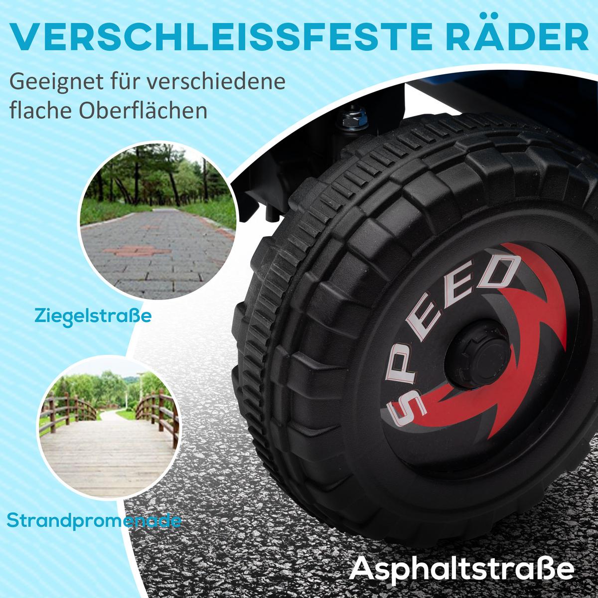 ELEKTRO Kinderquad, Mini Elektroquad mit Vorwärts-, Rückwärtsfunktion, Blau - Blau, Metall (70/41.5/48.5cm) - HOMCOM