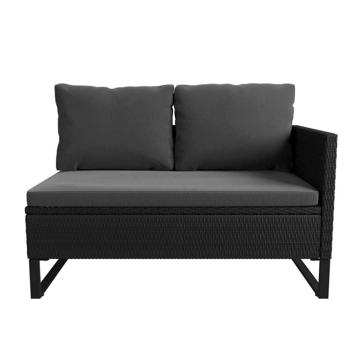 LOUNGEGARNITUR Santorini schwarz / grau - Schwarz, Kunststoff/Metall - Juskys