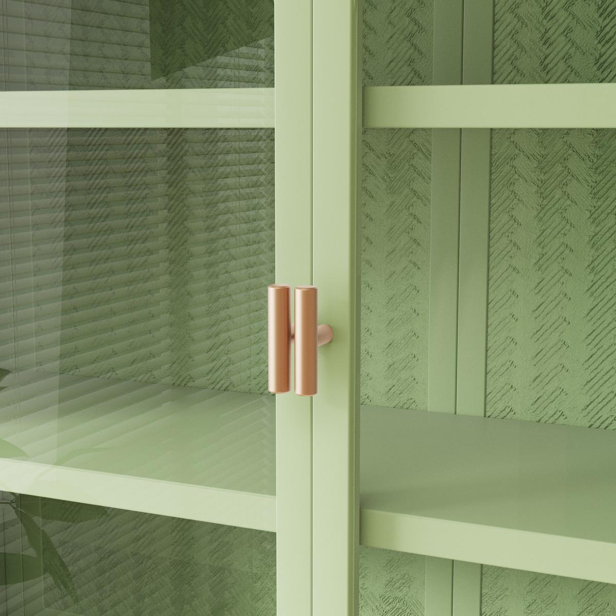 WANDSCHRANK Metall & Glas 2 Türen mit 3 Ebenen & Webmuster Grün 70cm - Grün, Metall (70/60/23cm) - Urban Meuble