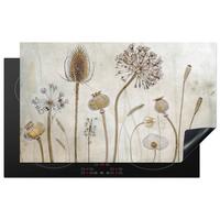 HERDABDECKPLATTE Blumen - Aquarell - Stilleben - Braun - Vintage Ceranfeldabdeckung 85x52 cm - Sandfarben, Kunststoff (85/52/0.2cm) - MuchoWow