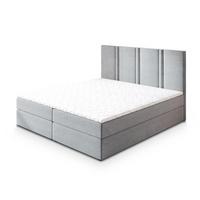 BOXBETT LARIO 140x200 cm mit Matratze und Topper - Hellgrau - Hellgrau, Holz (140/200cm) - MASSENO