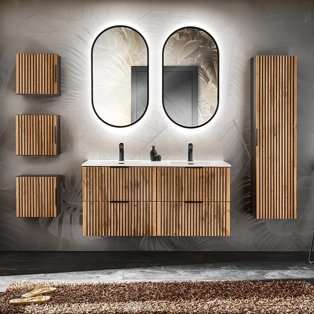 HÄNGESCHRANK 1 Tür Gaia Holz in Eichenoptik und Schwarz - Braun, Holzwerkstoff (35/35/22cm) - Petits-meubles