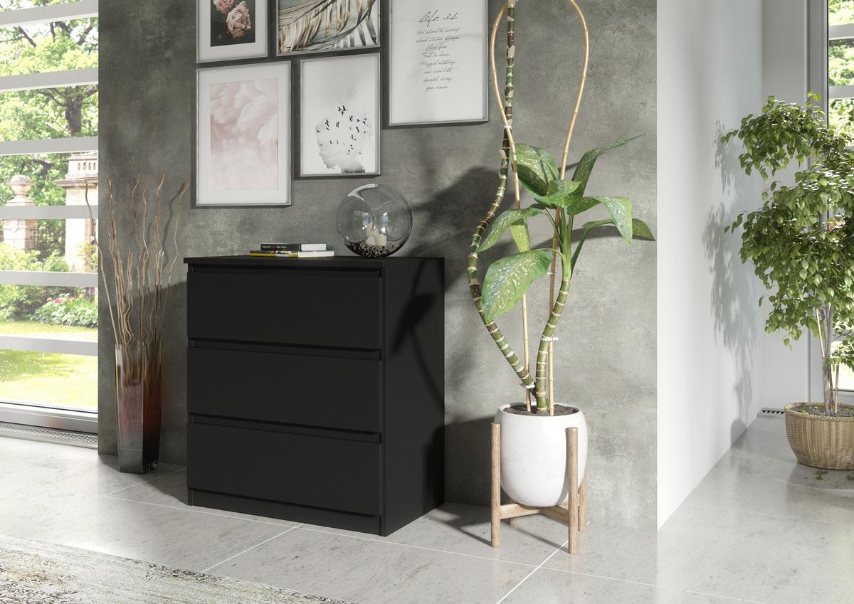 KOMMODE Schwarz 70/79/39 - Schwarz, Holzwerkstoff (70/79/39cm) - RAUMHIRSCH FURNITURE
