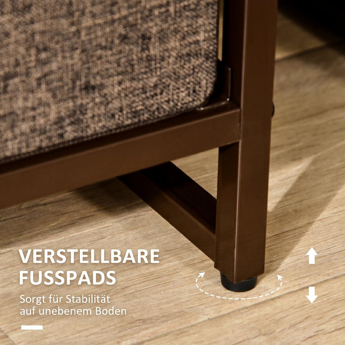 KOMMODE Leinenstoff Stahl Bunt - Multicolor/Naturfarben, Holz/Textil (29/78.5/80cm) - HOMCOM