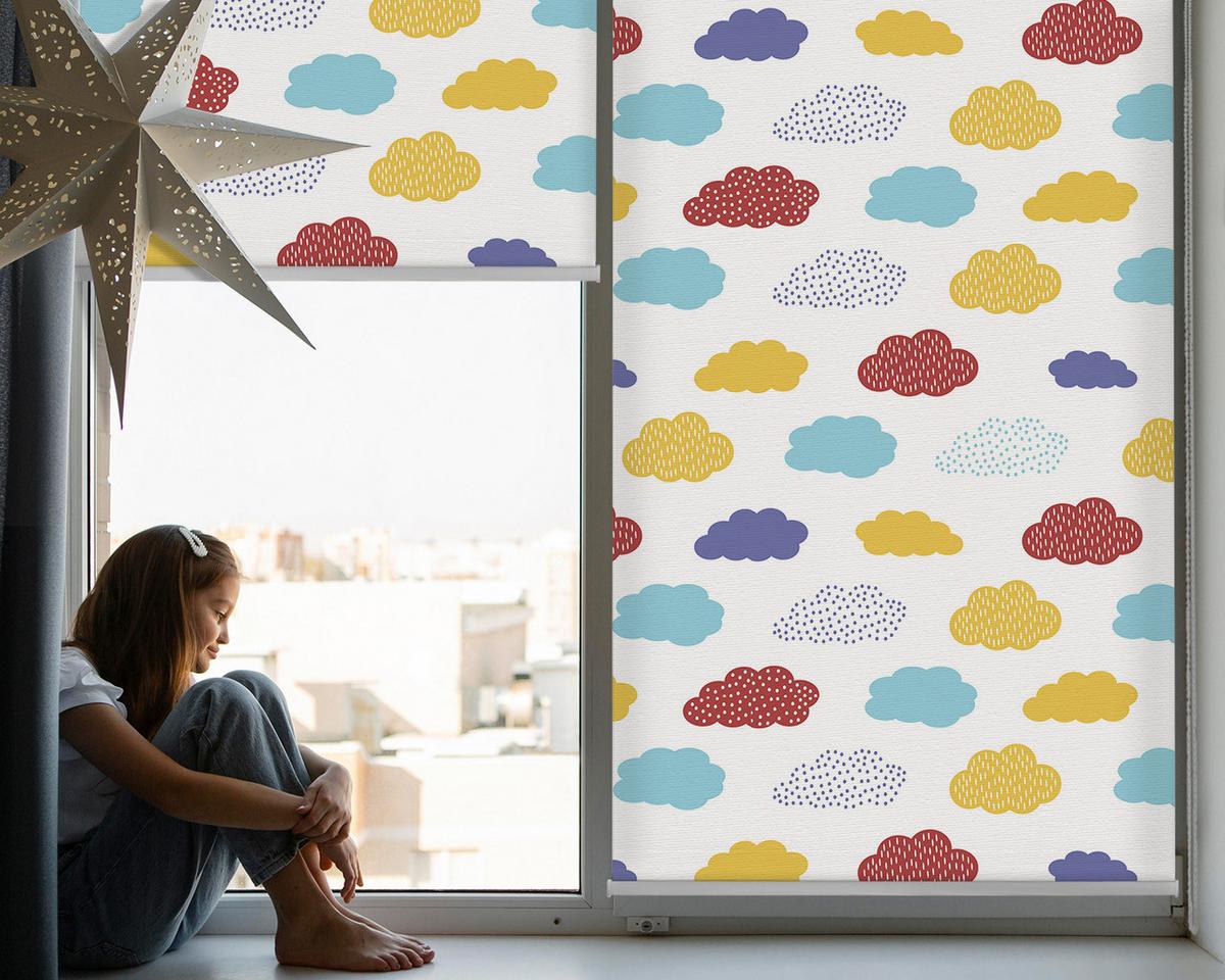 INNENROLLO - Fensterrollo - Rollo - 60x40 cm - Bunte Wolken - Gelb, Kunststoff (60/140/0.5cm) - TULUP