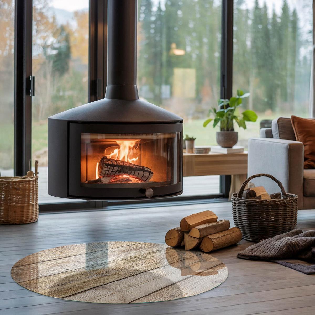 GLASPLATTE für Kamin Ø 100 cm - Beige, Glas (100/100/0.4cm) - TULUP
