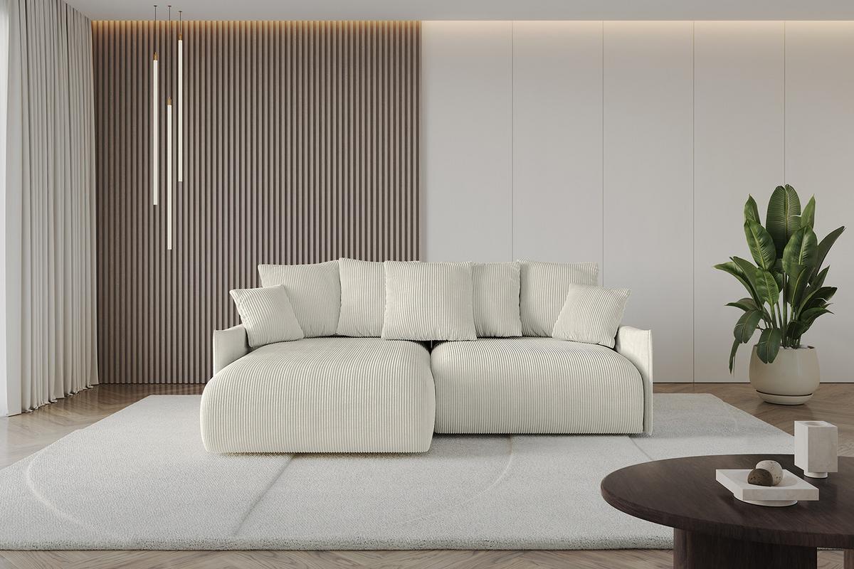 ECKSOFA Ottomane links ONESK-L -v1 216x177x72 Creme Cord - Ecru/Creme, Holzwerkstoff/Kunststoff (216/177cm) - ALTDECOR