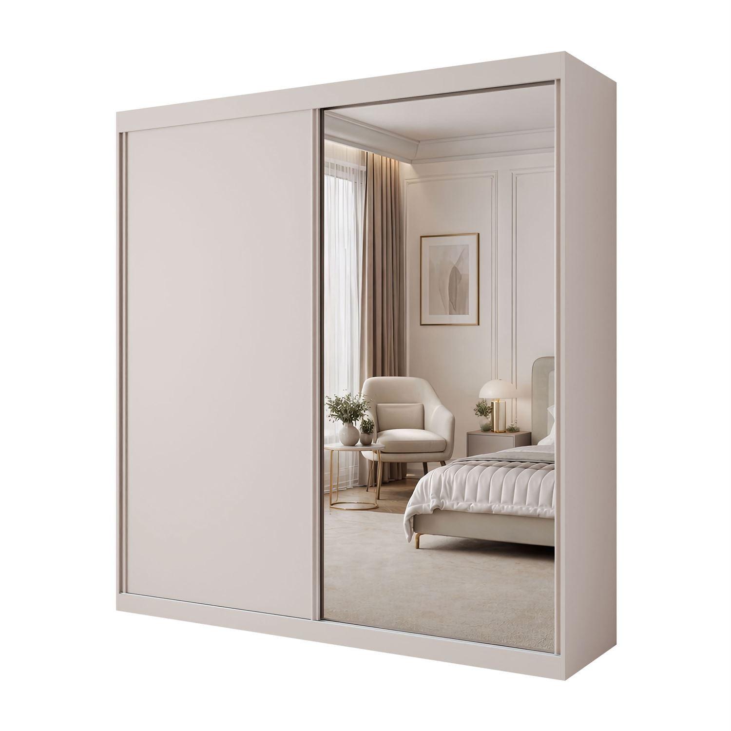 SCHIEBETÜRENSCHRANK BASTER II KASZMIR mit Spiegel - Kaschmir, Holzwerkstoff (200/215/58cm) - Lookway