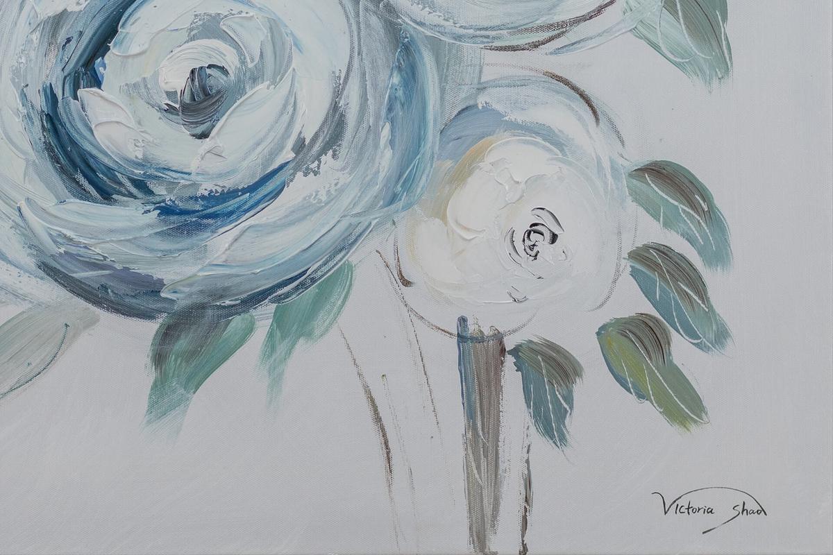 ACRYLBILD HANDGEMALT 60/60 cm - Blau/Weiß, Holz/Textil (60/60cm) - KUNSTLOFT
