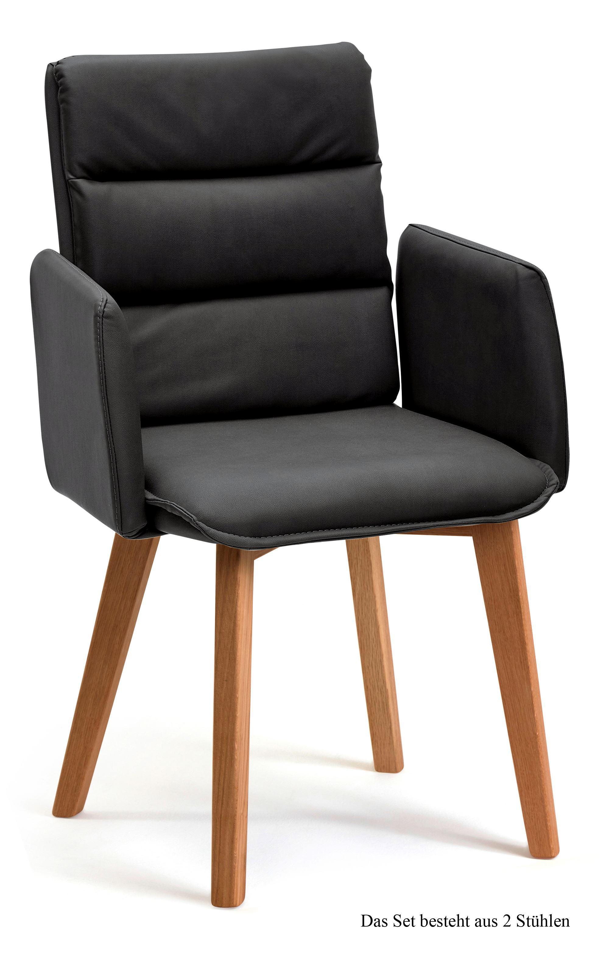 ARMLEHNSTUHL (2er-Set) Daritsa 52x92x60 Eiche geölt/Anthrazit - Eichefarben/Anthrazit, Kunststoff (60/92/52cm) - 58aufmkessel