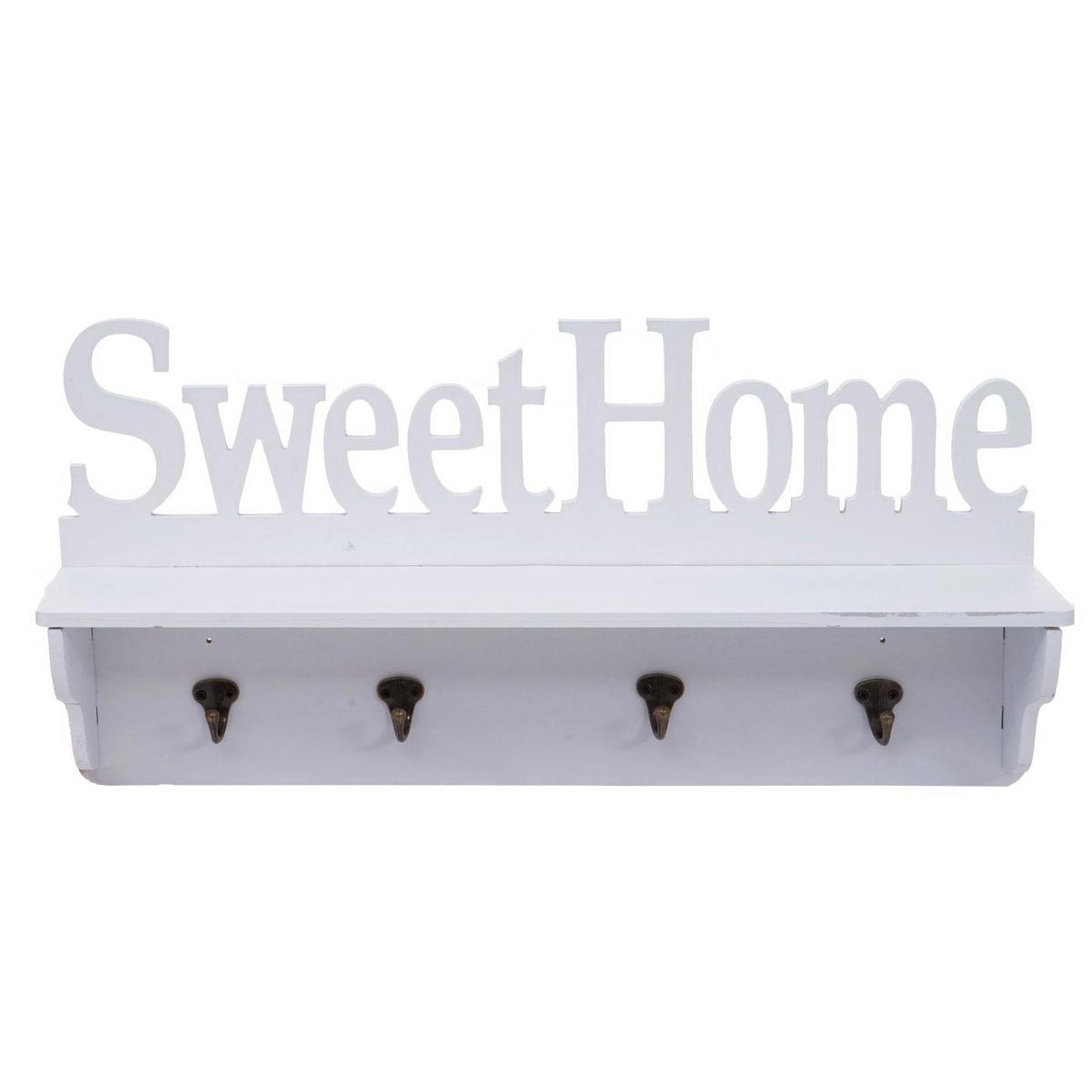 WANDGARDEROBE SWEET HOME 4 HAKEN Reinweiß - Weiß, Holz (60/30/13cm) - MCW