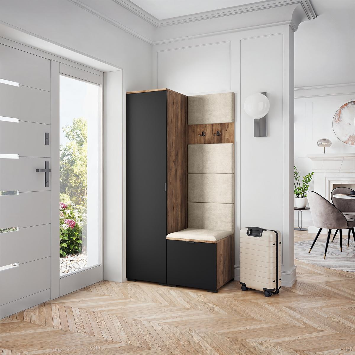 GARDEROBENSCHRANK LORI 95/181/51 cm Modern Eichefarben - Eichefarben/Beige, Holzwerkstoff (95/181/51cm) - MASSENO