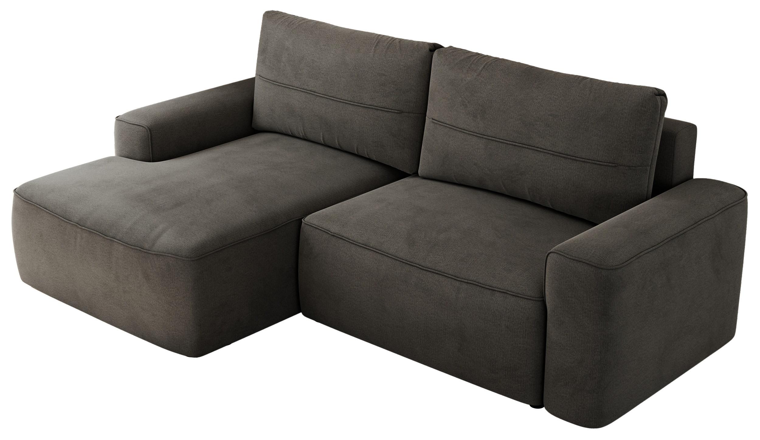 ECKSOFA BELLUNO L Dunkelgrau Velvet - Links - Dunkelgrau/Schwarz, Textil (144/233cm) - MKS