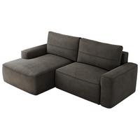 ECKSOFA BELLUNO L Dunkelgrau Velvet - Links - Dunkelgrau/Schwarz, Textil (144/233cm) - MKS