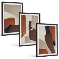 BILDER SET 3er Set - 40x60 cm Schwarzer Rahmen - Abstrakte moderne Strukturen - Schwarz, Kunststoff (40/60cm) - TULUP