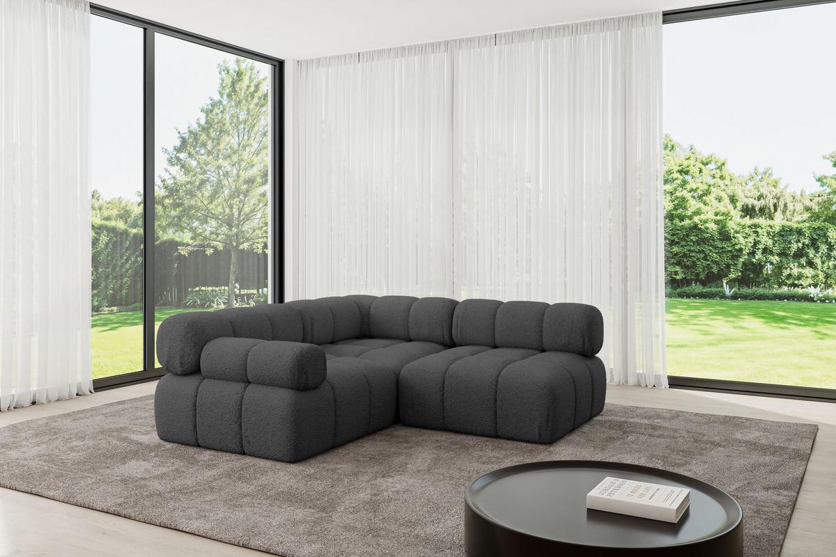 ECKSOFA modulares Sofa Mende-L1 - 190x190x70 cm Grau Bouclé - Grau, Holzwerkstoff/Textil (190/190cm) - ALTDECOR
