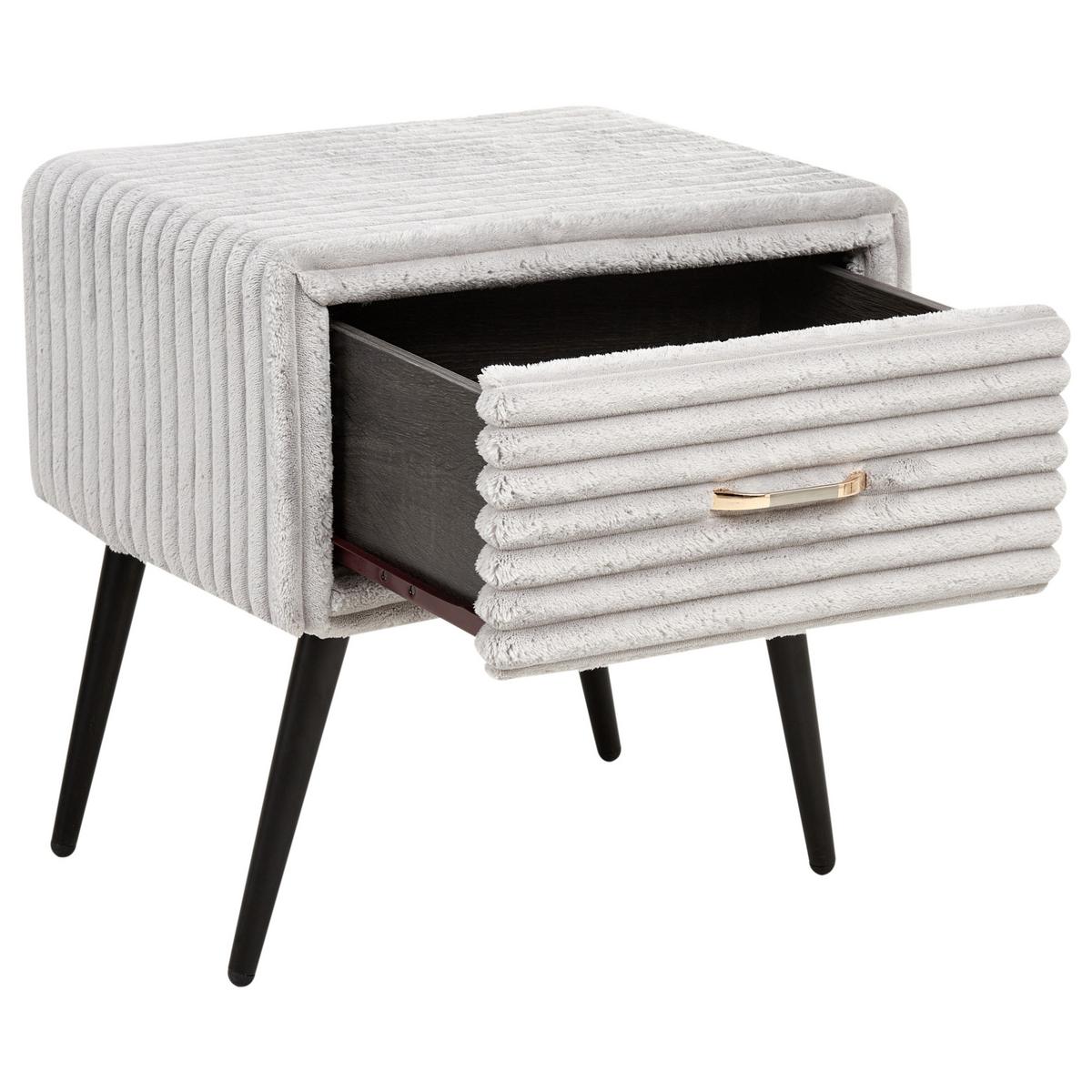 NACHTTISCH Grau/Schwarz Flayat - Schwarz/Grau, Textil (46/49/38cm) - Beliani