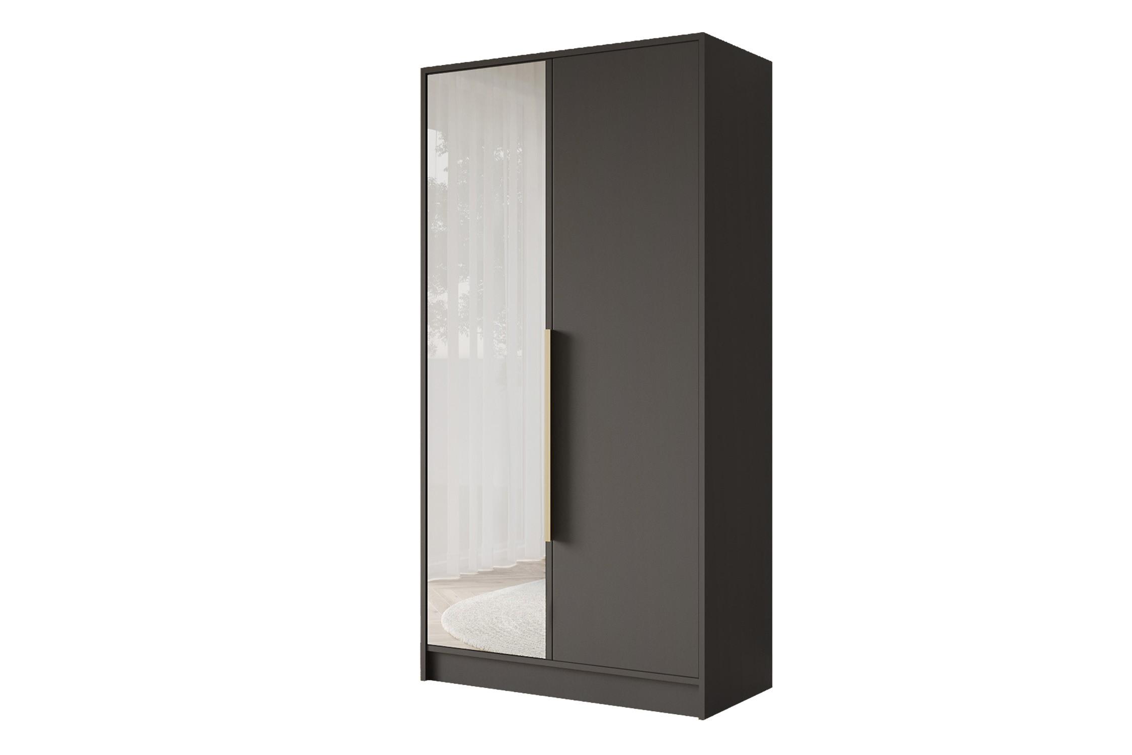 KLEIDERSCHRANK - LESE - 102 - Schwarz - Goldfarben/Schwarz, Holzwerkstoff (102/200/51cm) - ALTDECOR