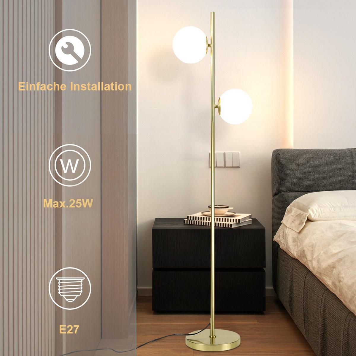 STEHLEUCHTE Essen 22/15/166 cm - Goldfarben, Metall (25/20/150cm) - Nettlife