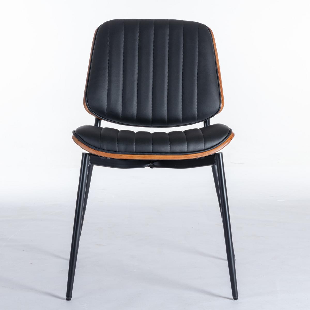 ESSZIMMERSTÜHLE 2er-Set Mid-Century Modern - Schwarz, Leder (57/83/48cm) - Urban Meuble