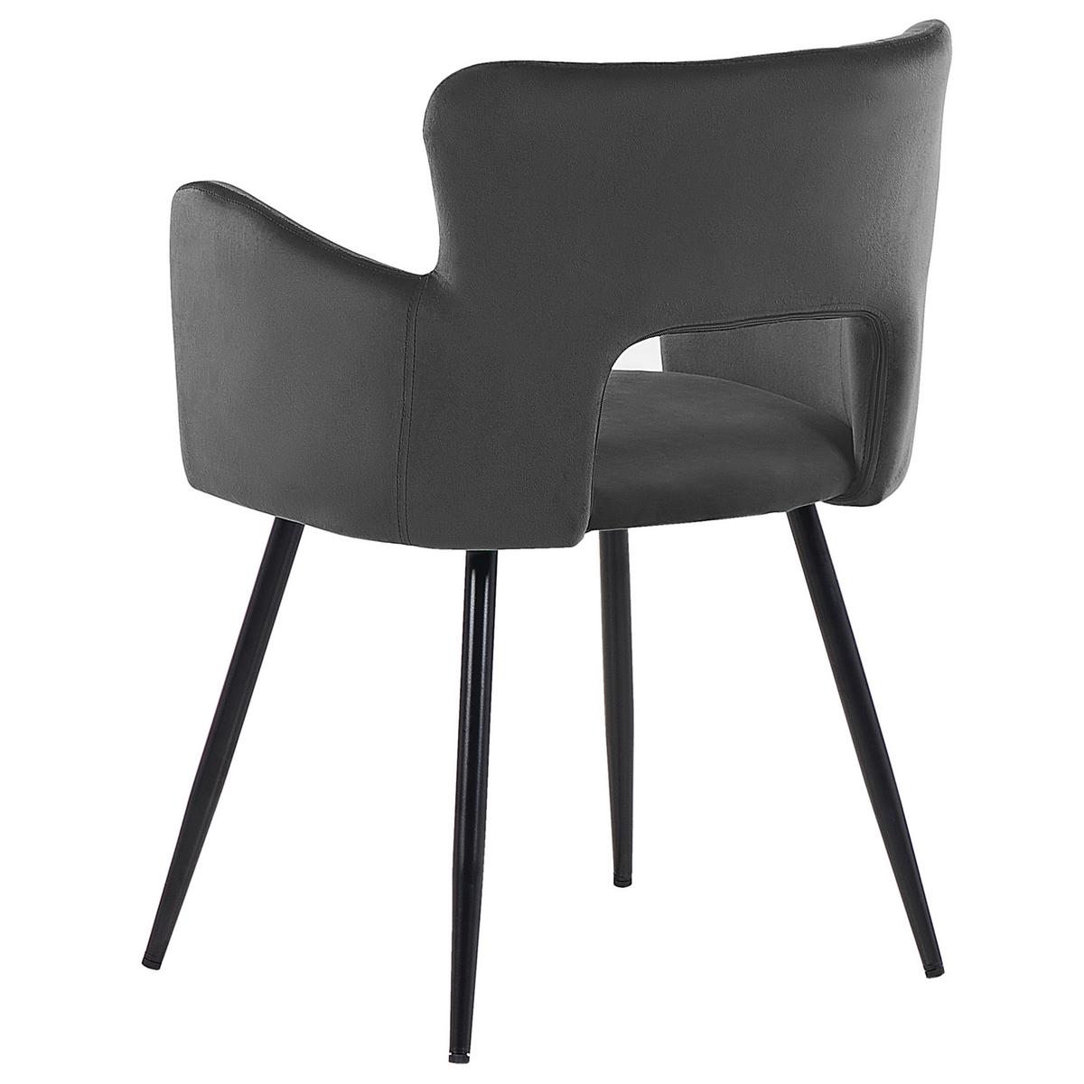 ESSZIMMERSTUHL 2er-Set Samtstoff Grau Sanilac - Dunkelgrau, Textil/Metall (52/75/44cm) - Beliani