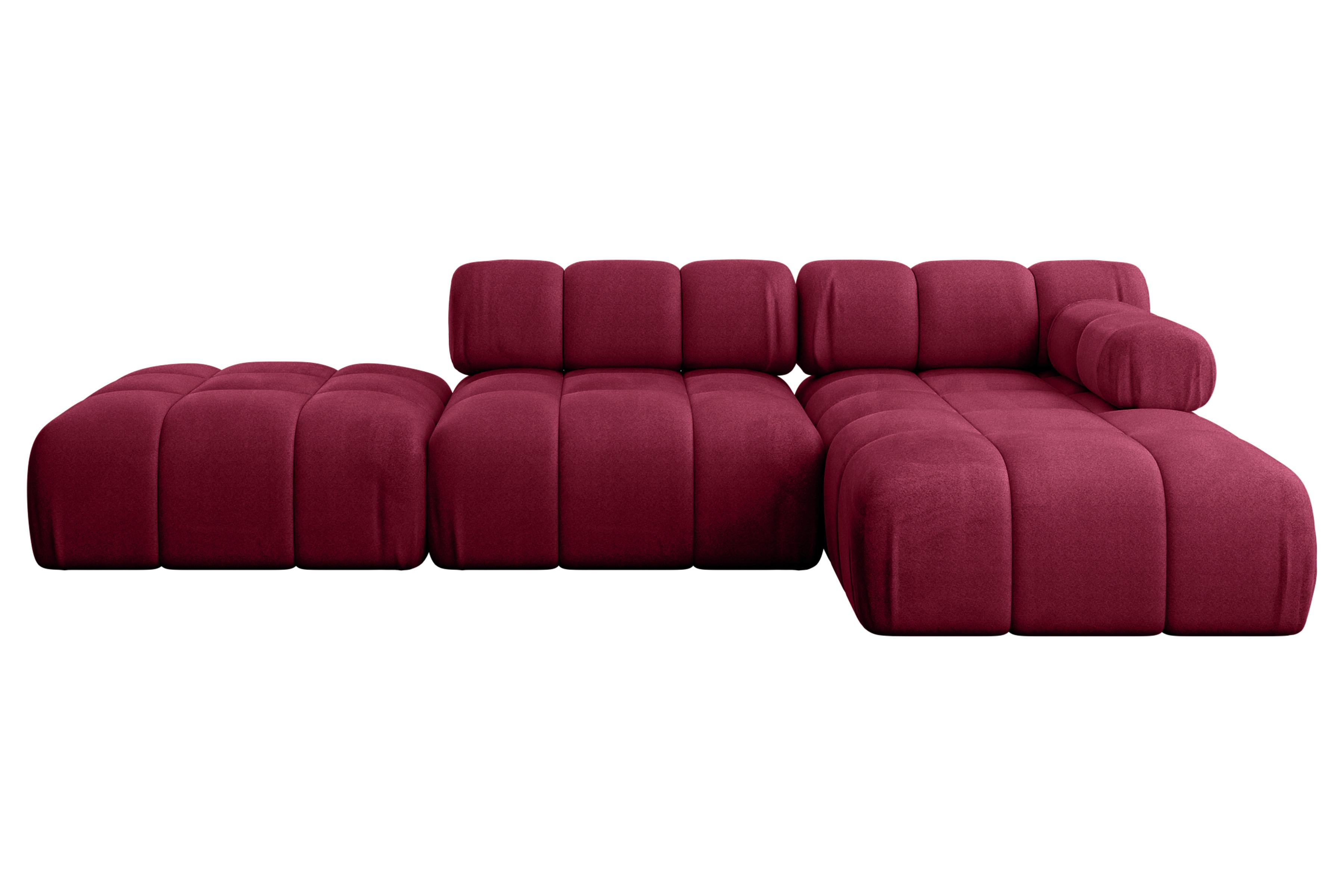 ECKSOFA modulares Sofa Lizur-L1 - 285x160x70 cm Bordeauxrot Velours - Bordeaux, Holzwerkstoff/Textil (285/160cm) - ALTDECOR