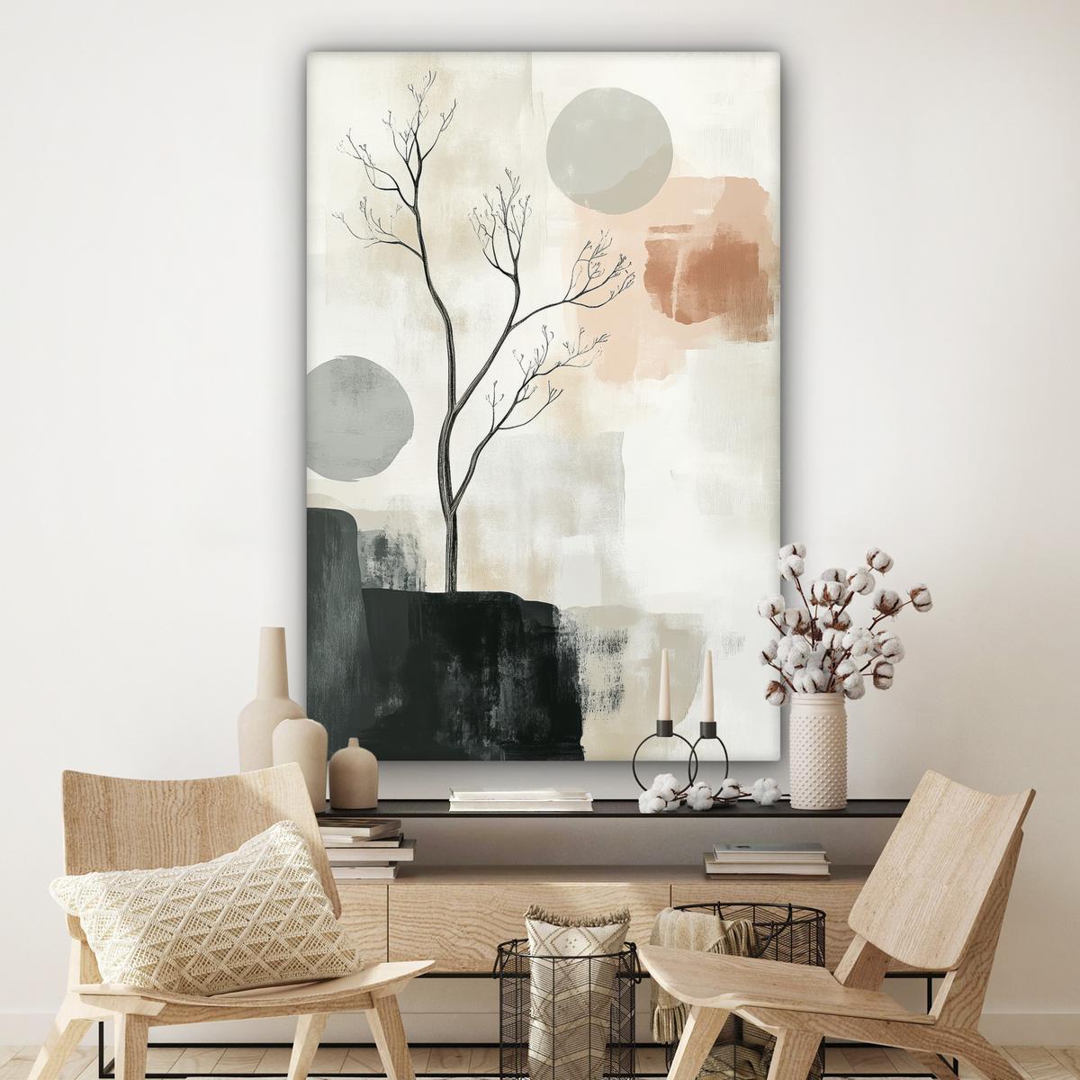 LEINWANDBILD Wabi sabi - Beige - Pflanze Deko Groß 90x140 cm - Sandfarben, Textil (90/140cm) - MuchoWow