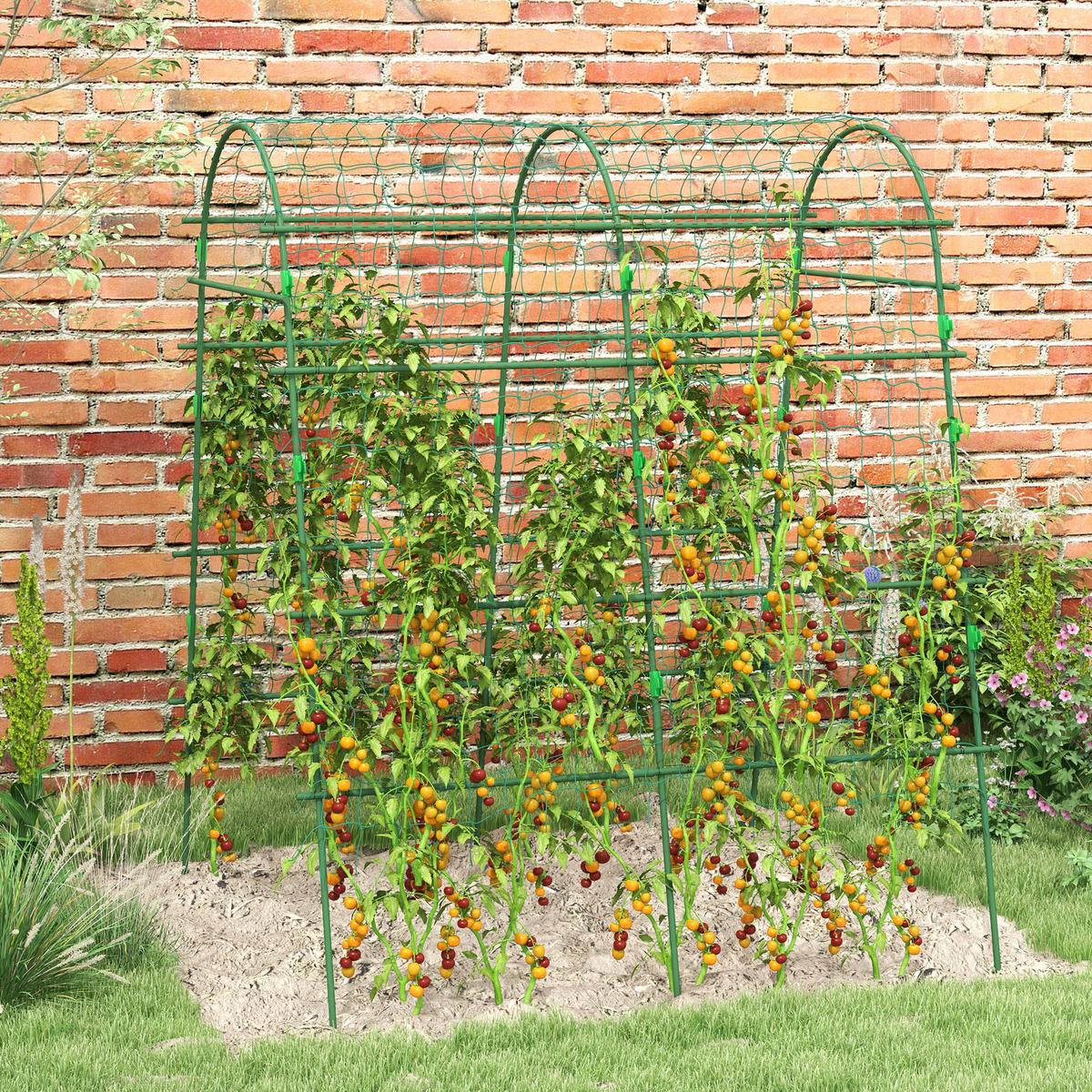 RANKHILFE für Kletterpflanzen, Verstellbares Spalier, für Garten, Balkon, Stahl, Grün - Grün, Metall (144/206/167cm) - Outsunny