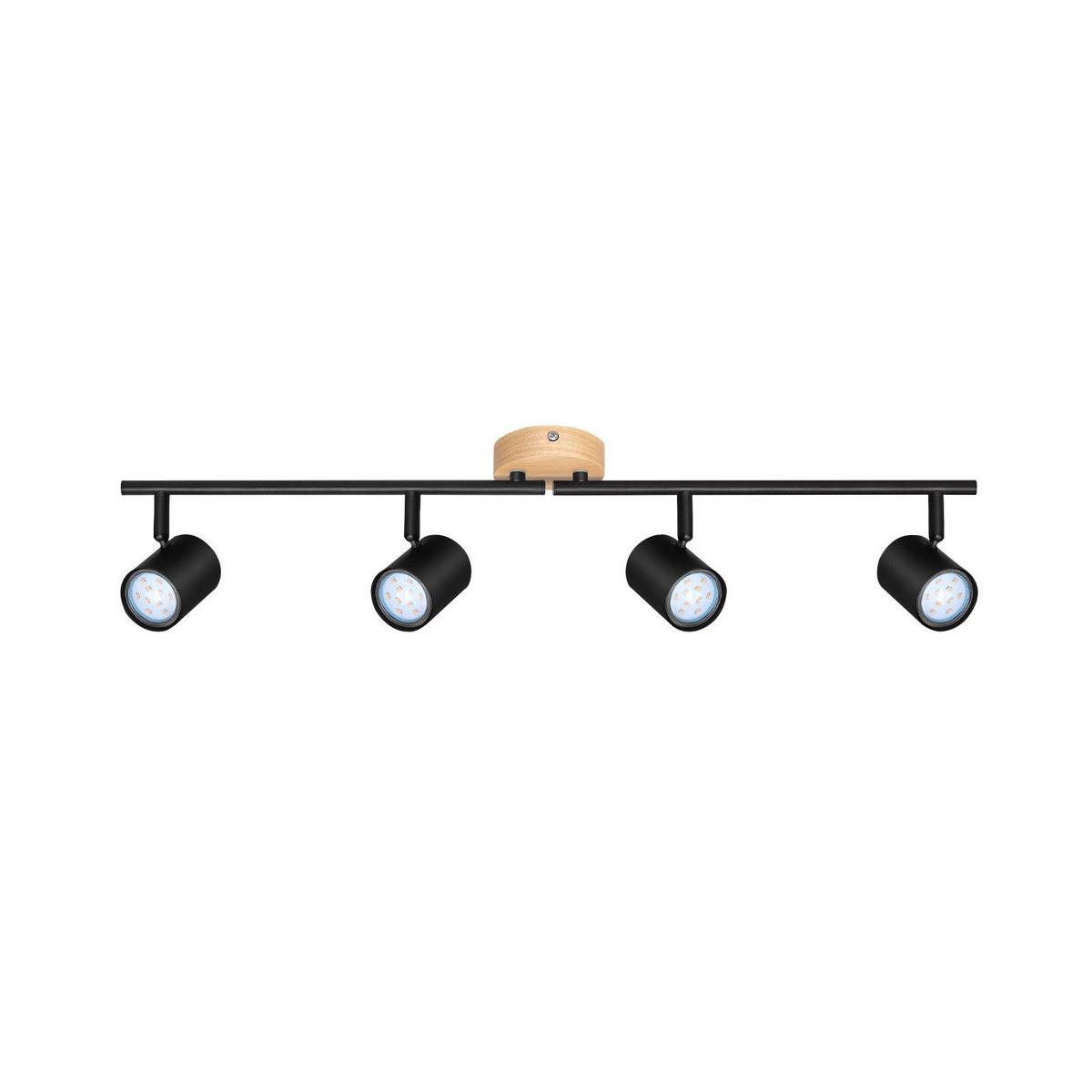 DECKENSTRAHLER Hersfeld 4-flammig 71/6.5/16.5 cm - Schwarz, Metall (71/6.5/16.5cm) - Nettlife
