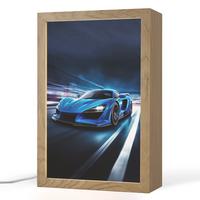 NACHTTISCHLAMPE Auto - Blau - Jungen - Kind 20x30 cm - Blau, Holzwerkstoff (8/20/30cm) - OnlyWow