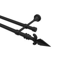 GARDINENSTANGE Primus Matteo 100 cm, 2-läufig (ohne Ringe), 16 mm Ø Schwarz - Schwarz, Metall (100cm) - INTERDECO