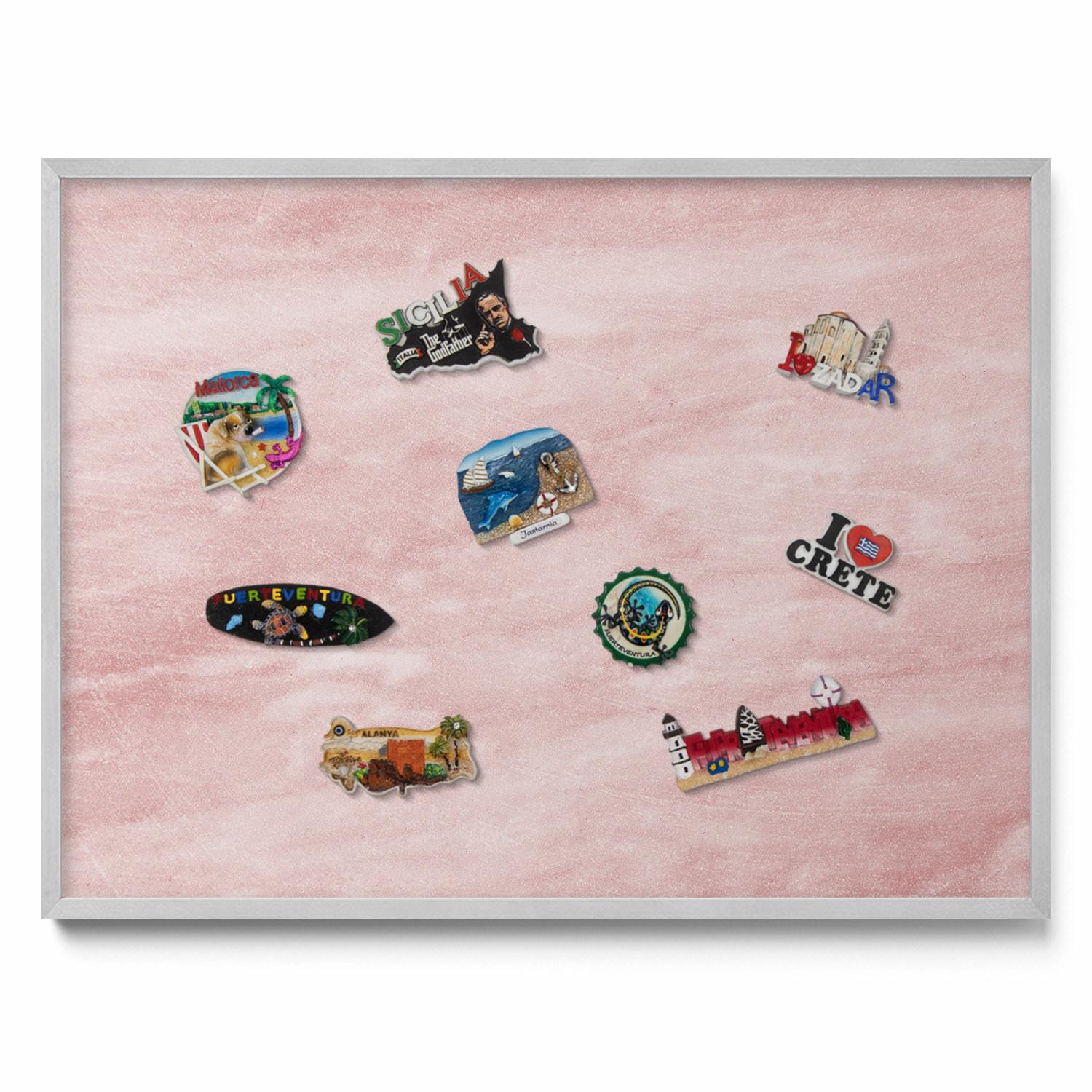 MAGNETTAFEL 80x60 cm Silberner Rahmen Pastell Felsstruktur - Beere, Metall (80/60/0.4cm) - TULUP