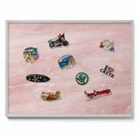 MAGNETTAFEL 80x60 cm Silberner Rahmen Pastell Felsstruktur - Beere, Metall (80/60/0.4cm) - TULUP