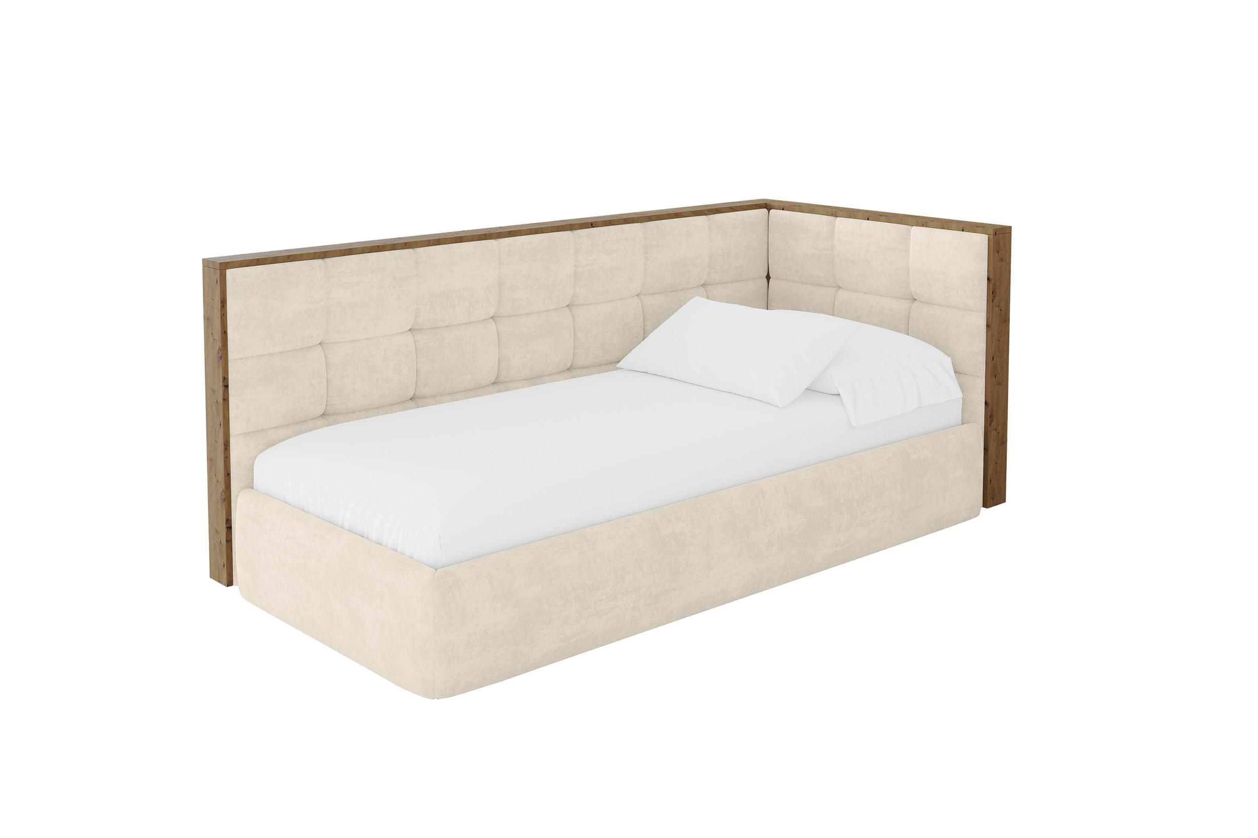 EINZELLBETT Jugendbett mit Bettkasten und Matratze H3/H4, Links - SOVY 100x200 Beige - Beige, Holzwerkstoff/Textil (100/200cm) - ALTDECOR
