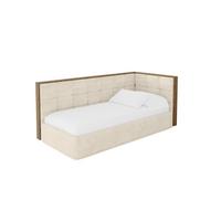EINZELLBETT Jugendbett mit Bettkasten und Matratze H3/H4, Links - SOVY 80x200 Beige - Beige, Holzwerkstoff/Textil (80/200cm) - ALTDECOR