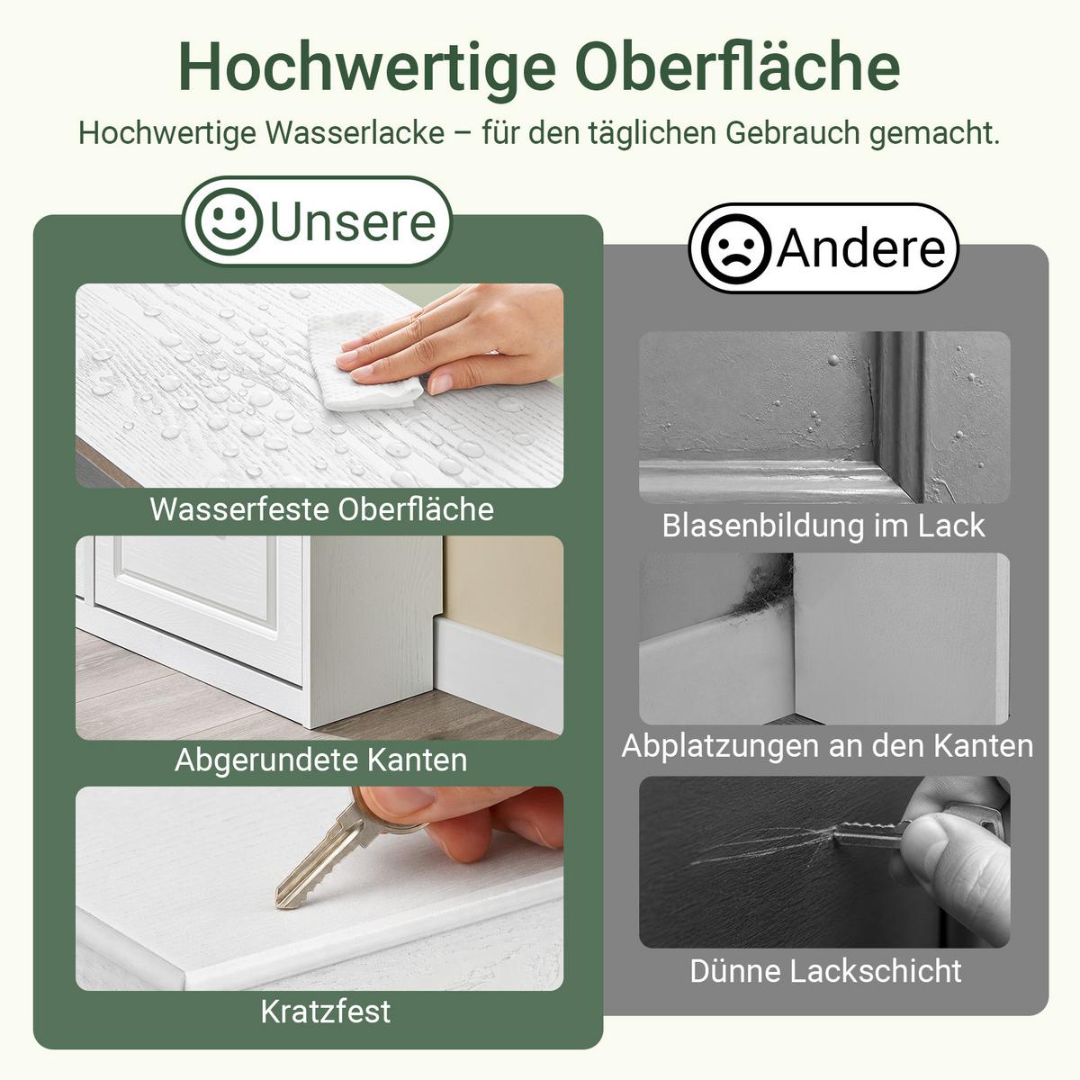SCHUHSCHRANK weiß, 105x85x24 cm, 2 Schubladen, Retro-Holzoptik, nur 24 cm tief, Melaminharz-Beschichtung, für schmale Flure & Diele - Weiß, Holzwerkstoff (103/82/23cm) - SoBuy