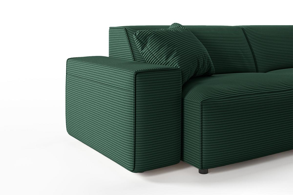 SOFA RANI Smaragdgrün Cord - Smaragdgrün/Schwarz, Kunststoff/Textil (256/71/101cm) - KAWOLA