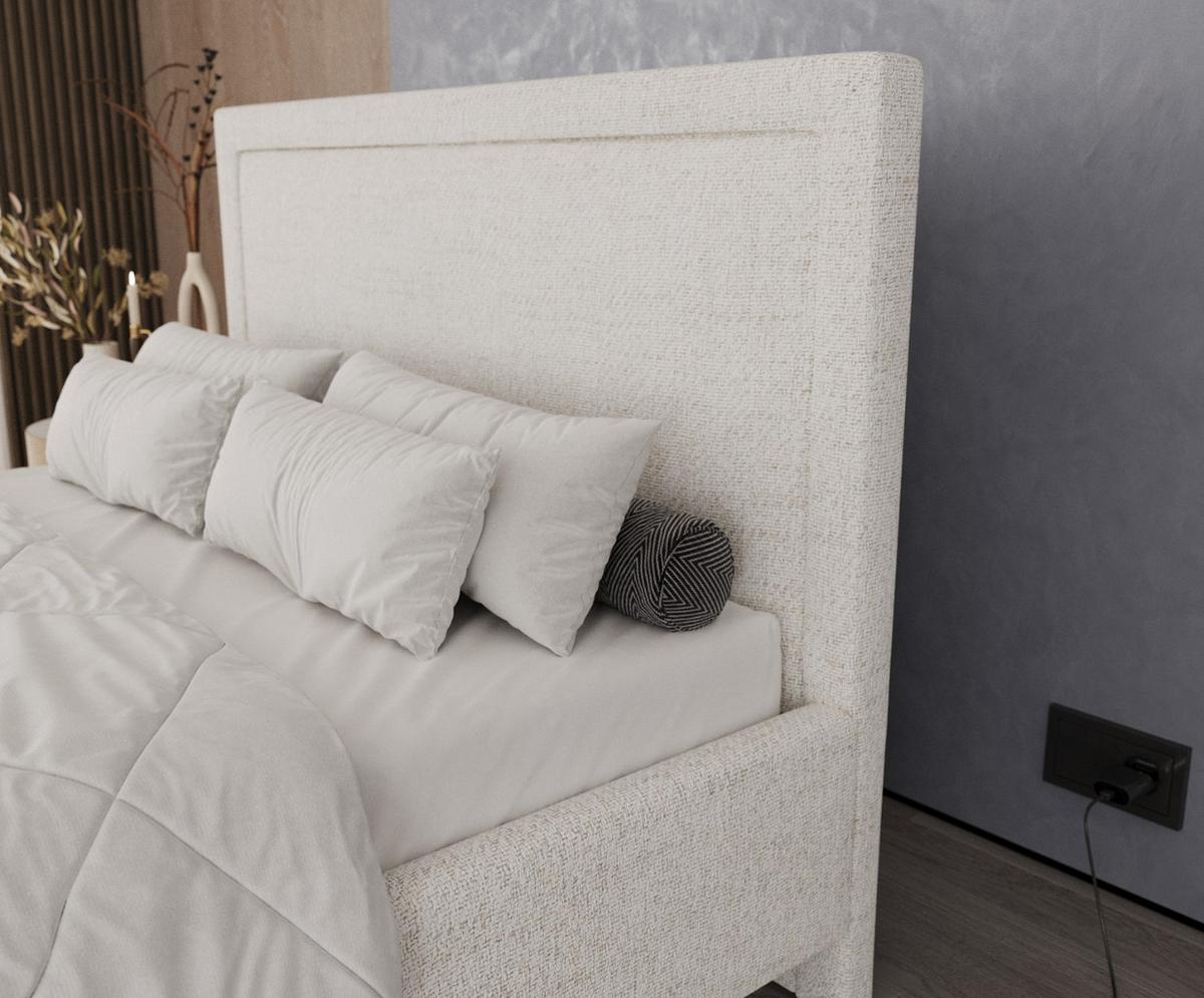 POLSTERBETT Vega 120/200 cm Creme im Neve Stoff - Creme/Naturfarben, Holz/Holzwerkstoff (120/200cm) - AltaBeds