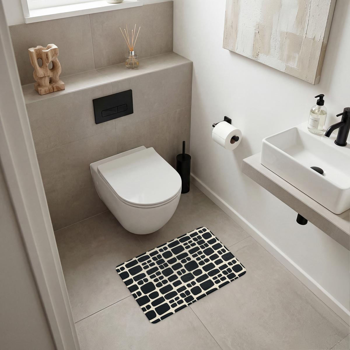 BADEMATTE Modern - Bio - Schwarz 60x40 cm - Anthrazit, Textil (60/40cm) - OnlyWow