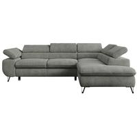 ECKSOFA PETER L Grau Struktur - Rechts Seite - Schwarz/Grau, Textil/Metall (273/208cm) - MKS