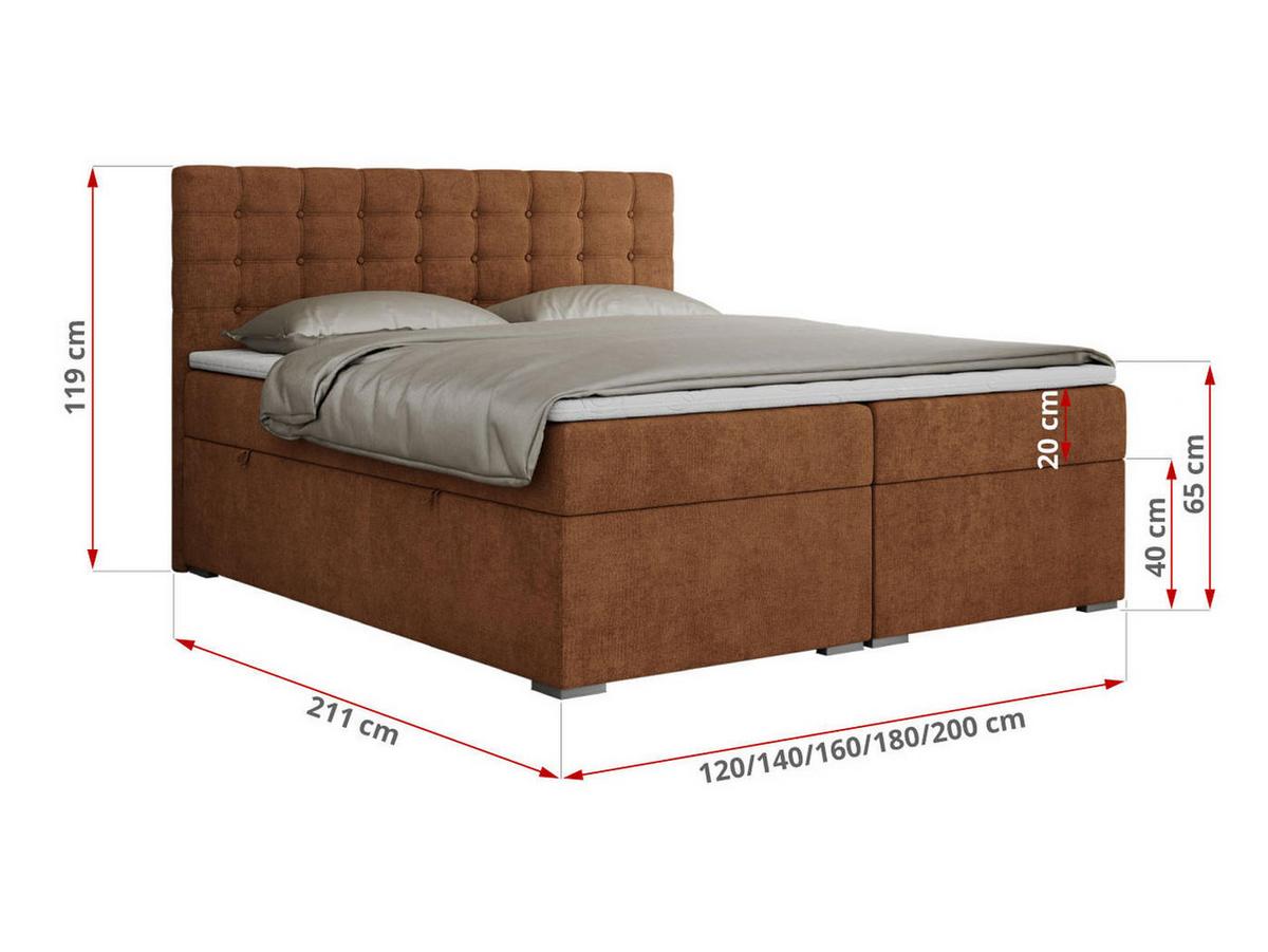 BOXBETT SUSAN 180/200 Orange Struktur - H3 - Orange, Holz/Textil (180/200cm) - MKS