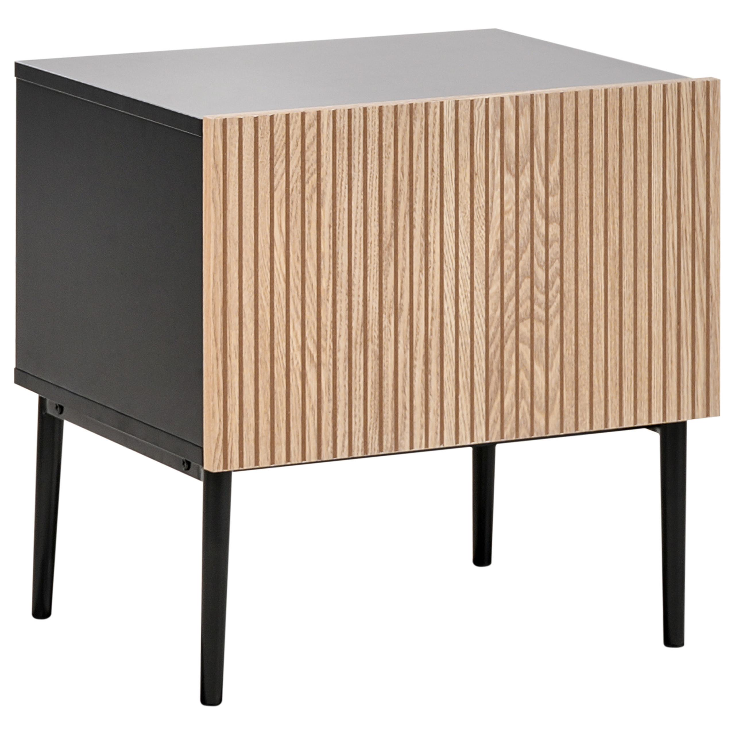 NACHTTISCH Schwarz/Braun Blythe - Schwarz/Braun, Holzwerkstoff (48/50/40cm) - Beliani