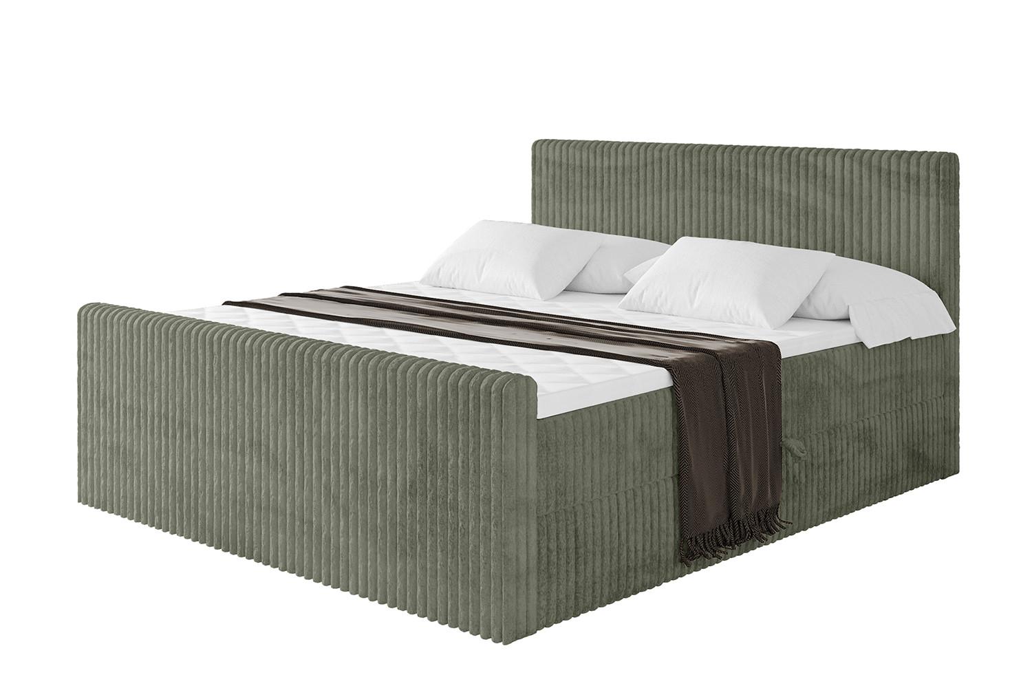 BOXBETT mit Matratze H3 und Lattenrost - TOLO-Z - 180x200 Cord - Olive - Olivgrün, Holzwerkstoff (180/200cm) - ALTDECOR